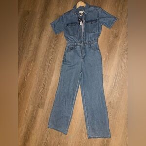 NWT Universal Thread Women's Short Sleeve Denim Jumpsuit Straight